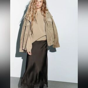 Zara Satin Effect Lace Skirt ZW Collection - NEW